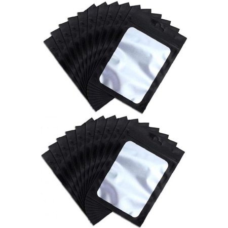 100pcs Resealable Foil Bags Mylar Ziplock Food Storage Bags with Clear Window Packaging Pouch for Food Self Sealing