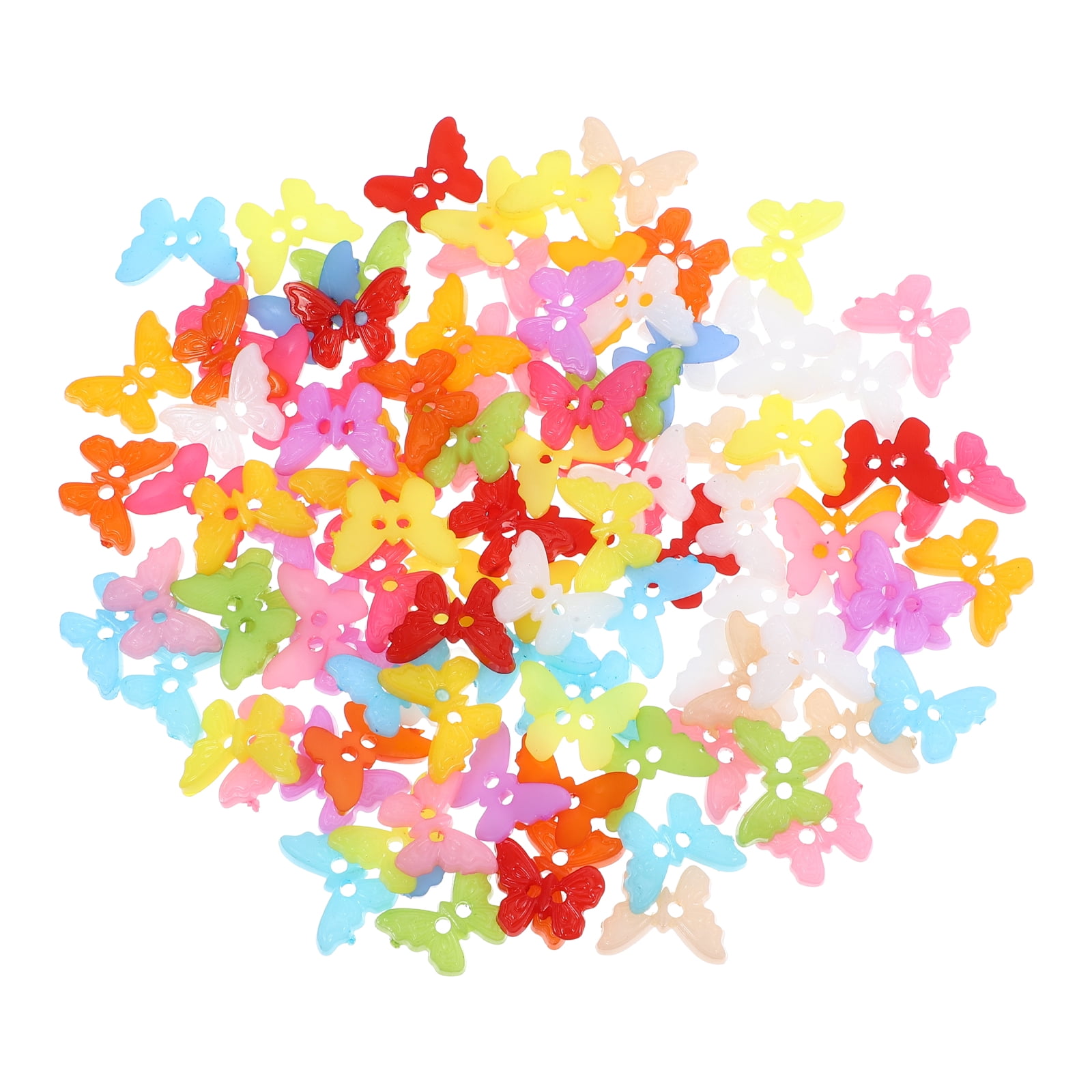 Honbay 100-Piece Resin Butterfly Buttons - Assorted Colors, 2-Hole Sewing Buttons For Crafts & Clothing