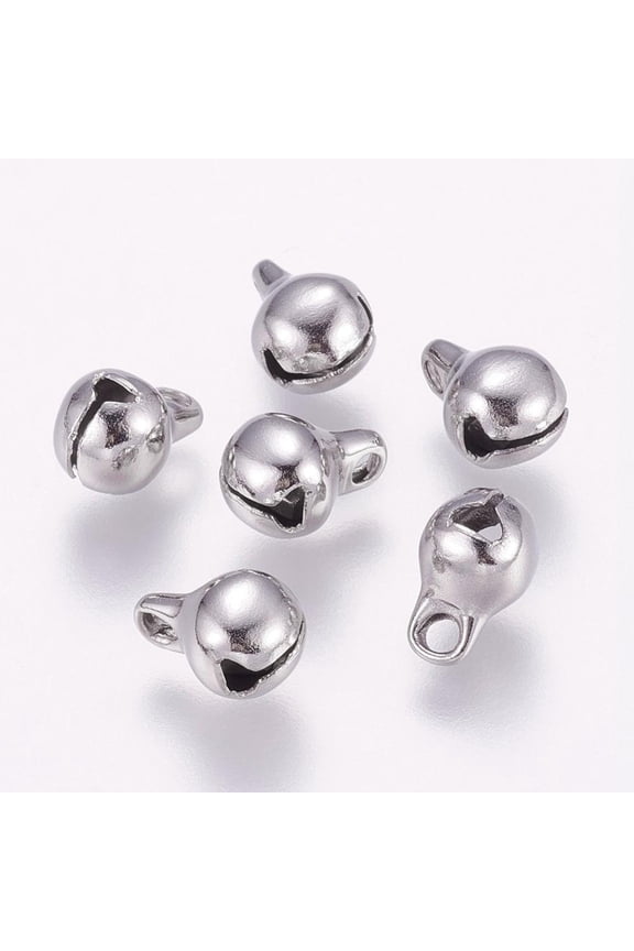 100pcs Resistant 304 Stainless Steel Charms Bell Shape Stainless Steel Color 11x8x8mm Hole: 2mm