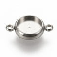 thumbnail image 1 of 100pcs Resistant 304 Stainless Steel Links Connectors Settings Plain Edge Bezel Cups Flat Round Stainless Steel color Tray: 8mm 16x10.5x3mm Hole: 1.8mm, 1 of 2