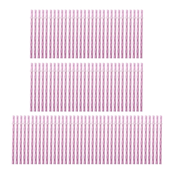 100pcs Reusable Plastic Straws, Pink & Transparent Striped Design with ...