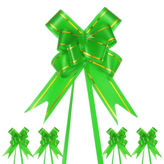 100pcs Ribbon Pull Bows 3.7 Inch Bows for Wedding Baskets Decorations, Green