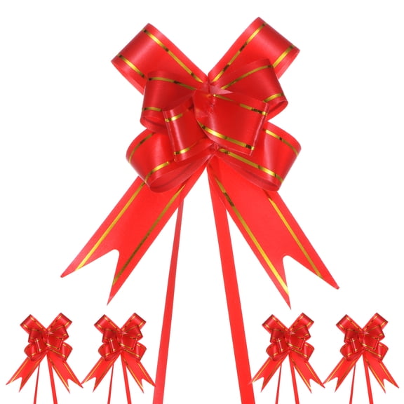 100pcs Ribbon Pull Bows 3.7 Inch Bows for Wedding Baskets Decorations, Red