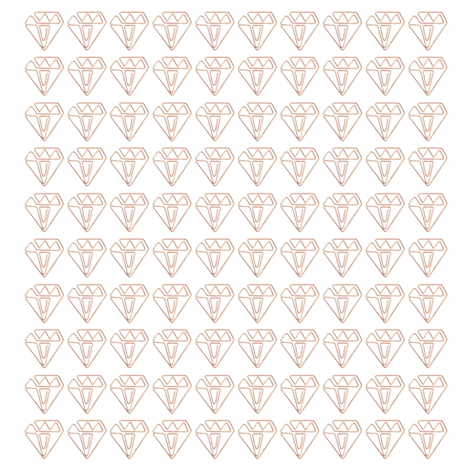 100pcs Rose Gold Paper Clips Cute Diamond Shaped Multifunctional Metal