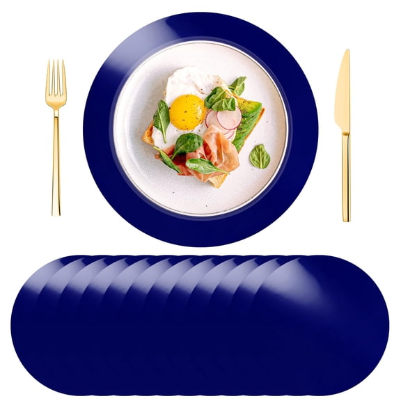100pcs Round Blue Placemats  13" Disposable Paper For Dining Table Mirrored Place Mat Kitchen Banquet Setting Dinner Party Birthday Wedding Decor