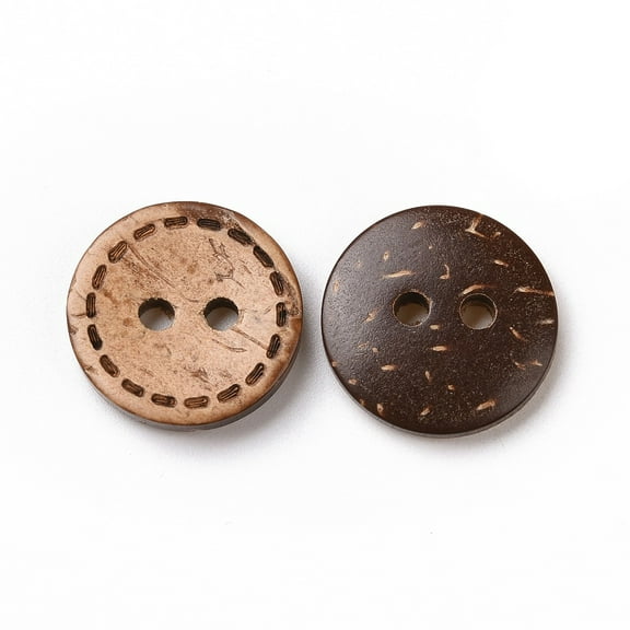 100pcs Round Buttons with 2-Hole Coconut Button BurlyWood about 15mm in diameter