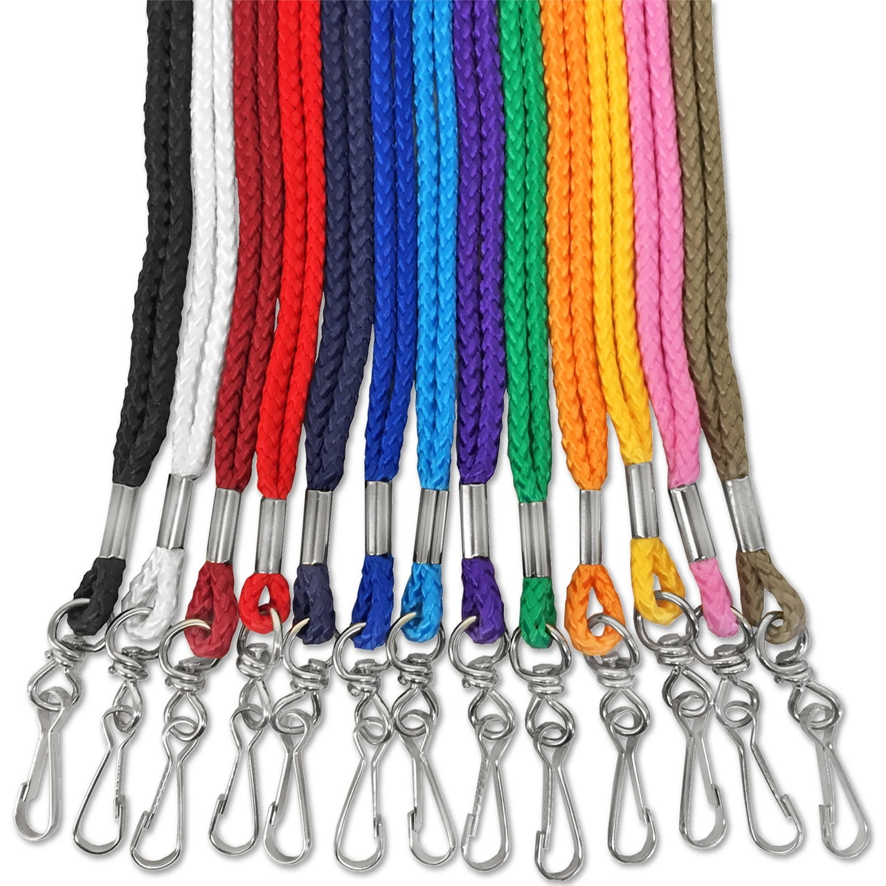 100pcs Round ID Neck Lanyards for Badges with Swivel J-Hook, Assorted Mix 10 color by OnDepot