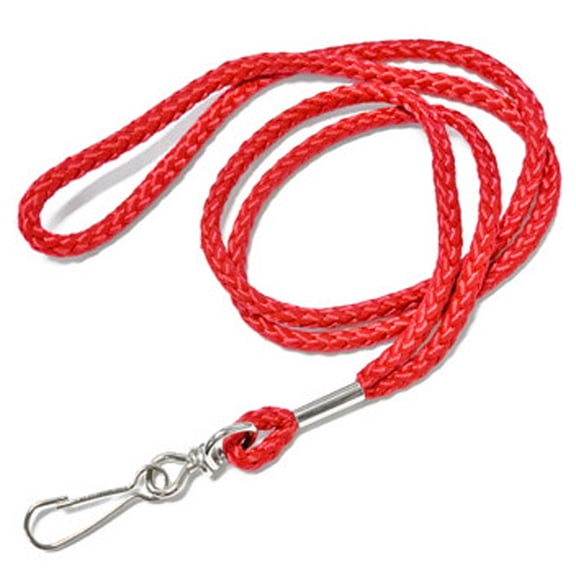 100pcs Round ID Neck Lanyards for Badges with Swivel J-Hook, Red color by OnDepot