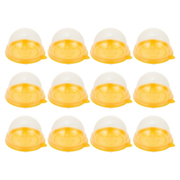 HOMEMAXS Golden Round Mini Cake Boxes for Storage Plastic Dessert Containers with Excellent Sealing Effect 100pcs