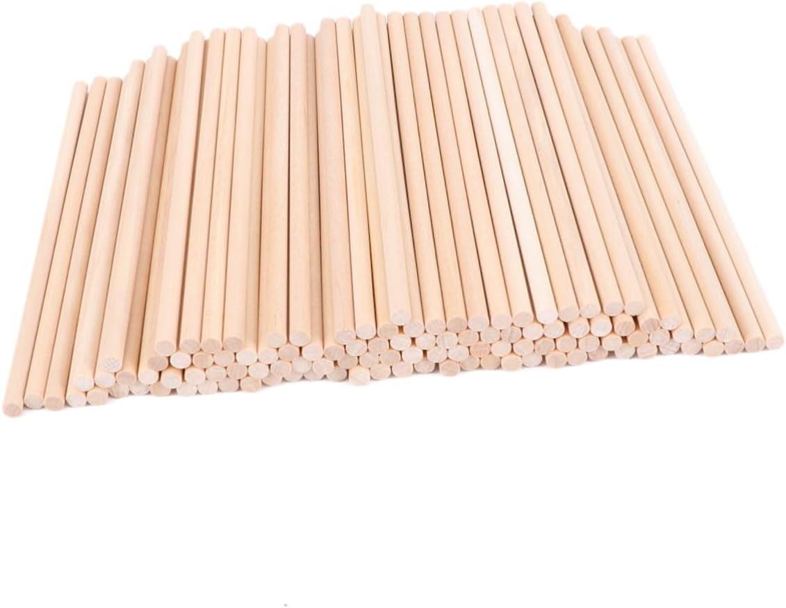 100pcs Round Wood Rods Wood Stick Round Popsicle Sticks for Crafts