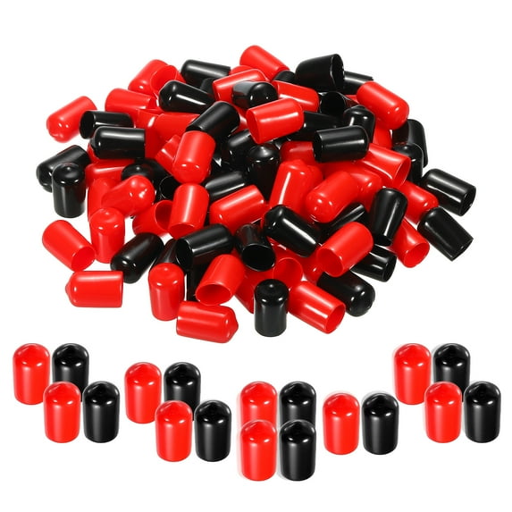 100pcs Rubber End Caps Cover Assortment 1/2 inch Screw Thread Protector for Screw Bolt Black Red