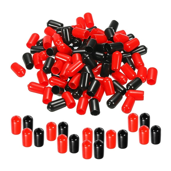 100pcs Rubber End Caps Cover Assortment 7mm Screw Thread Protector for Screw Bolt Black Red