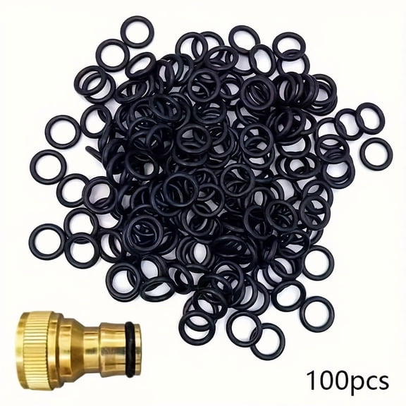 100pcs Rubber O-Ring Sealing Gaskets, Durable Synthetic Rubber, 16mm Outer Diameter 11.2mm Inner Diameter Black Replacement Seals, Ideal for Garden Hoses, Quick Connect Fittings, Faucets, Pressure Wa