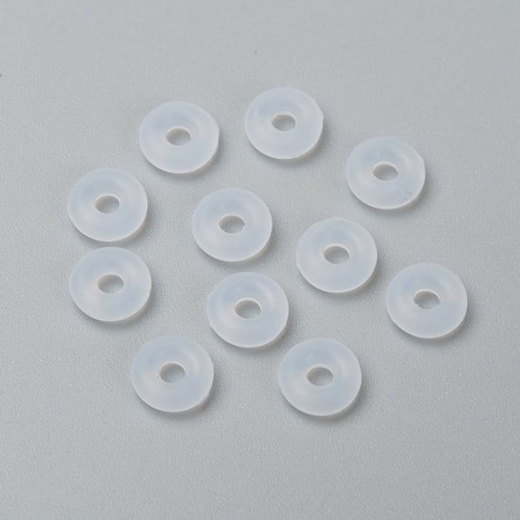 100pcs Rubber O Rings Donut Spacer Beads Fit European Clip Beads White 2mm