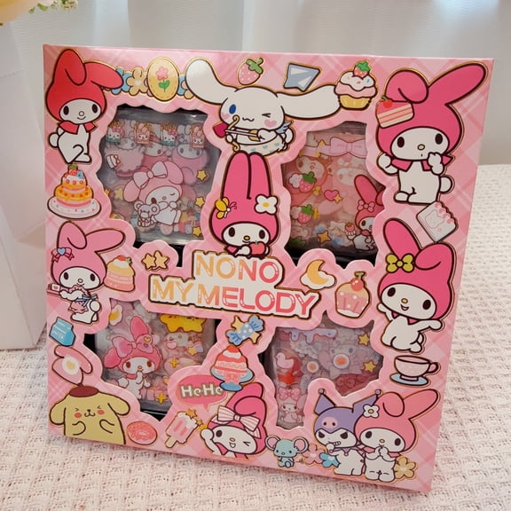 100pcs Sanrio Kuromi Non repeating Sticker Set Kawaii Cinnamoroll My Melody Waterproof Cartoon Sticker Gift Box Gift