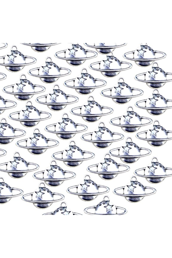100pcs Antique Silver Saturns Planet Pendants Sparkling Saturns Charm Adornment For Innovative Jewelry And Crafts