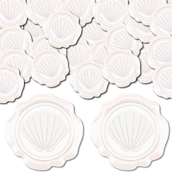 100pcs Sea Shell Wax Seal Stickers White Seashell Adhesive Envelope Sealing Stickers Ocean Vintage Decoration