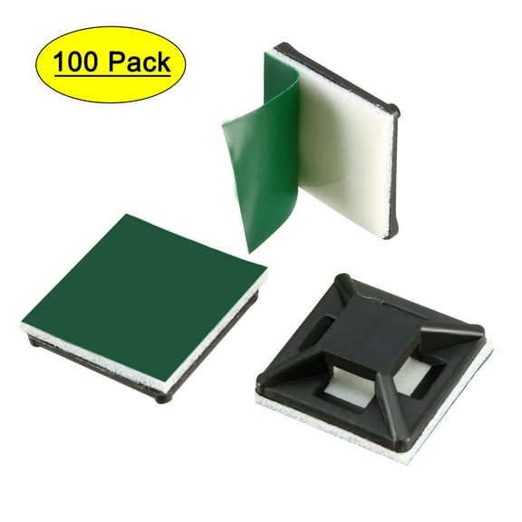 100pcs Self Adhesive Cable Tie Mounts Wire Base Holders 12.5mm x 12.5mm