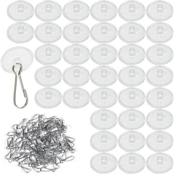 100pcs Self-Adhesive Ceiling Hooks, NOGIS Round Suction Cup Sticky Ceiling Discs Without Drilling Removable Wall Hanger for Hanging Festival Wedding Birthday Christmas Decor (2cm/0.78inch)