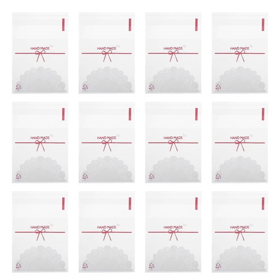 Transparent OPP Cookie Gift Bags for Storage Use 100pcs Self Adhesive Candy Bags with Bow Pattern