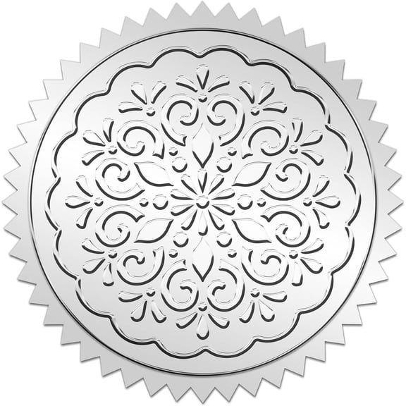 100pcs Self-Adhesive Silver Foil Embossed Stickers Christmas Snowflake Medal Decoration Sticker Flower Pattern Vintage Graduation Corporate Notary Seals Envelope Sealing Stickers Label DIY Making