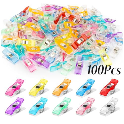100pcs Sewing Clips for Fabric and Quilting - Plastic Clips Fabric Clips Quilting Clips Quilt Clips for Sewing Magic Clips Sewing Supplies Multi-Color Crafting Tools