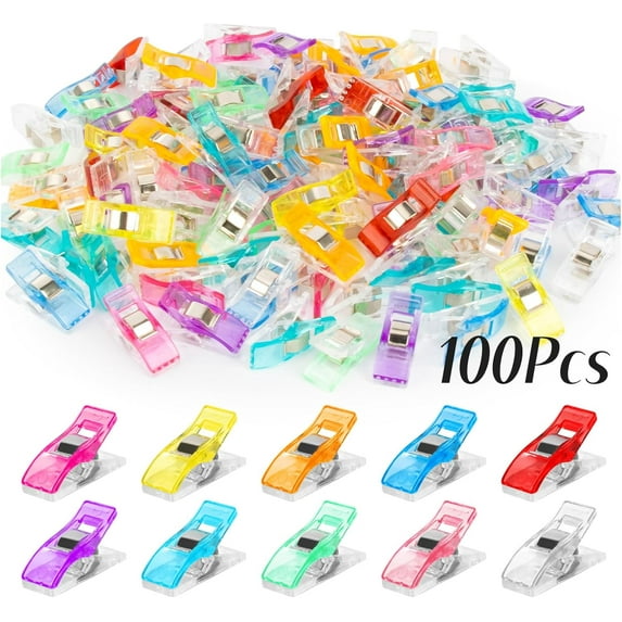 100pcs Sewing Clips for Fabric and Quilting - RAINFLOW Plastic Clips Fabric Clips Quilting Clips Quilt Clips for Sewing Magic Clips Sewing Supplies Multi-Color Crafting Tools