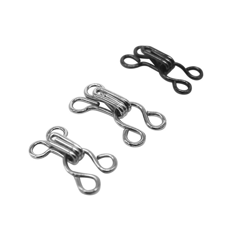100pcs Sewing Hooks and Eyes Closure Eye Sewing Closure for Bra Fur Coat  Cape Stole Clothing (Silver and Black)