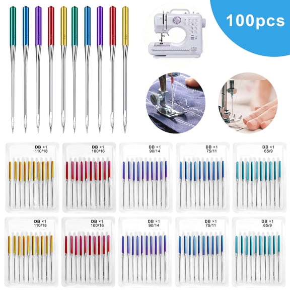 100pcs Sewing Machine Needles, Universal Regular Point Machine Needles Fits for Singer, Brother, Janome Sewing Machines, Sizes 9, 11, 14, 16, 18, Bright Color