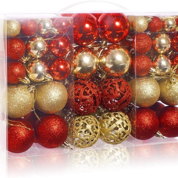 100pcs Shatterproof Christmas Tree Decorations, Christmas Ball Ornaments Set, 3 Sizes 1.2/1.6/2.4 Inch Xmas Baubles for Holiday Wedding Party Decor