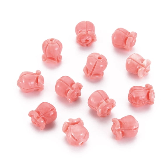 100pcs Shell Beads Dyed Flower Pink 9x7.8mm Hole: 1.2mm
