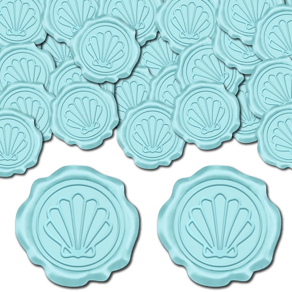 100pcs Shell Wax Seal Stickers Mint Green Decoration Adhesive Envelope Sealing for Wedding Invitation Decor Birthday Craft Scrapbook DIY