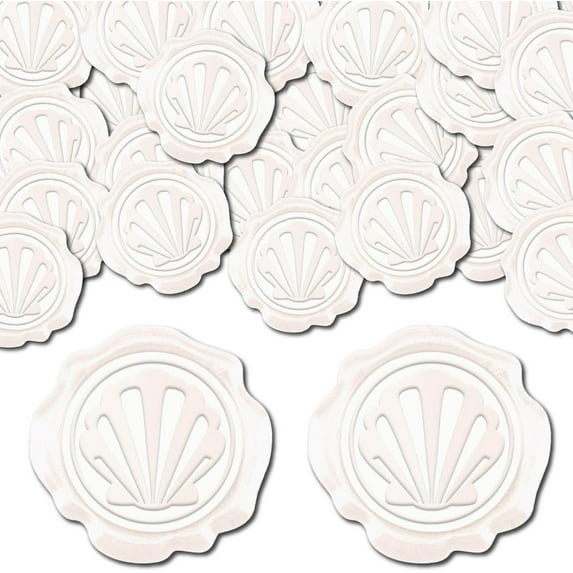 100pcs Shell Wax Seal Stickers Pearly White Decoration Adhesive ...