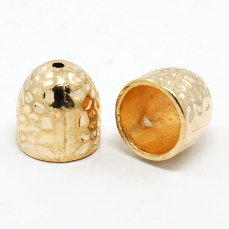 100pcs Shining Alloy campaniform Cord Ends End Caps Golden 13x12.5mm Hole: 1.5mm Inner Diameter: 10mm