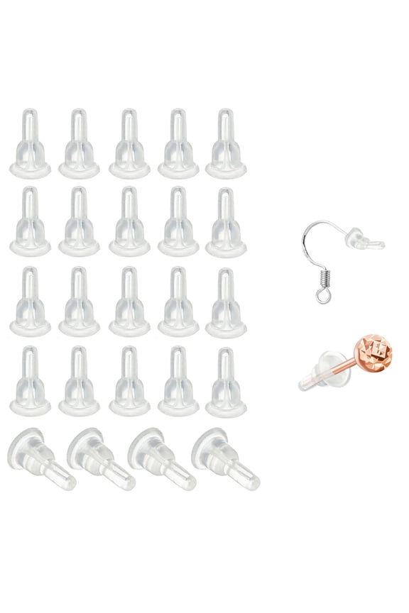100pcs Silicone Earring Backs, Full-Cover Clear Earring Backs, Dust-Proof, Hypoallergenic Soft Ear Safety Pads Backstops for Stabilize Earring Studs Hooks (10x6mm)