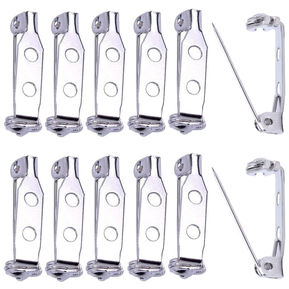 100pcs Silver 20mm Stainless Steel Bar Pins Brooch Pin Backs Safety Catch Pins Craft Pin Back Clasp Brooch with 2 Holes