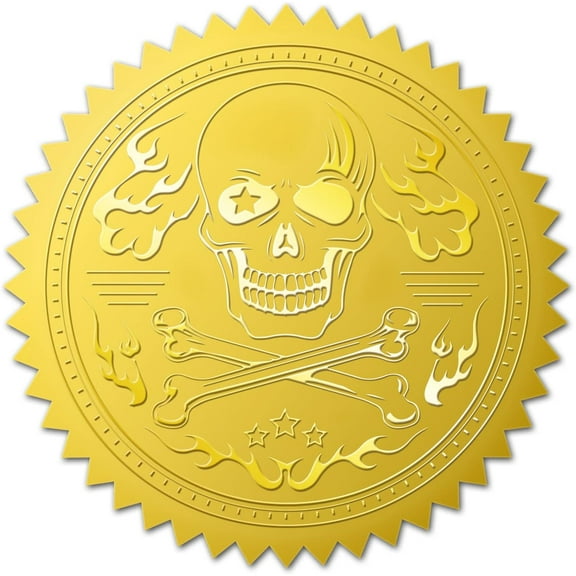 100pcs Skeleton Embossed Gold Foil Seals 2 Fire Self Adhesive Embossed Stickers Decoration Labels
