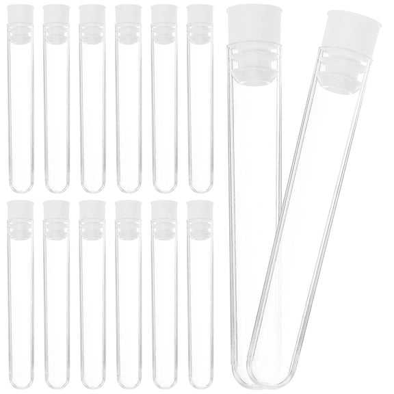 Raindrops 100Pcs Transparent Plastic Test Tubes with Caps Leak Proof for Experiments