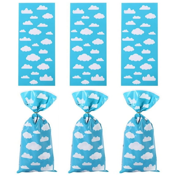 Raindrops Skyblue Party Favor Bags 100pcs OPP Gift Bags for Girls Birthday Treats Perfect for Packing Sweets and Toys