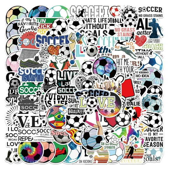 100pcs Soccer Stickers Sports Stickers Soccer Fan Stickers Skateboard Decals Football Theme Art Stickers