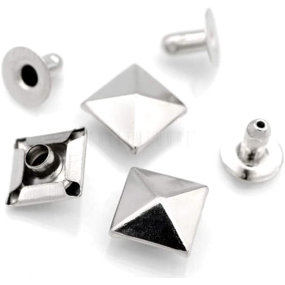 CRAFTME STUDIO 10 mm Spike Rivet Pyramid Rapid Rivet Studs for Leathercraft and Decoration, 100 PCS (Silver)