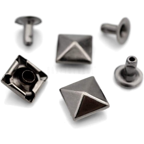 CRAFTME STUDIO 7 mm Spike Rivet Pyramid Rapid Rivet Studs for Leathercraft and Decoration, 100 PCS (Gunmetal)