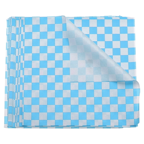 Uxcell 200Pcs Square Checkered Pattern Wax Paper Sheets 7" x 7" Blue