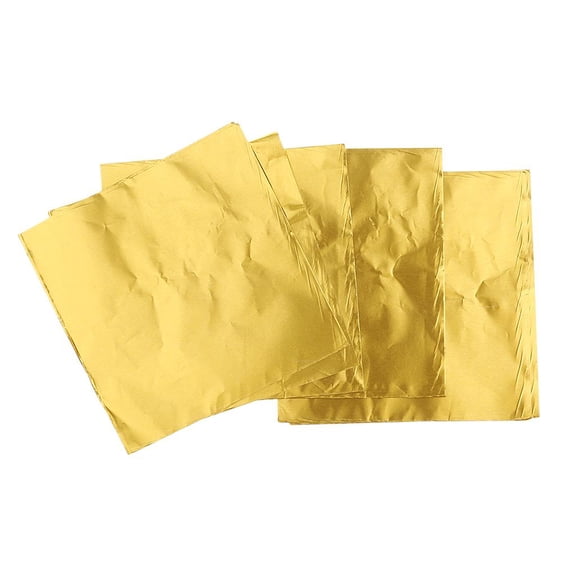100pcs Square Foil Wrappers Package for Sweets Candy Chocolate Lolly Gold