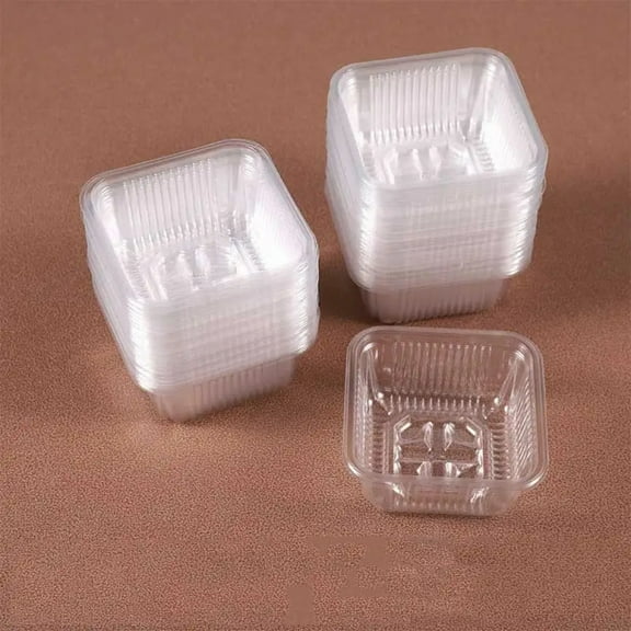 100pcs Square Moon Cake Trays Mooncake Packaging Box Without Cover Food Container Holder Gold Plastic Cake Box for Cookie