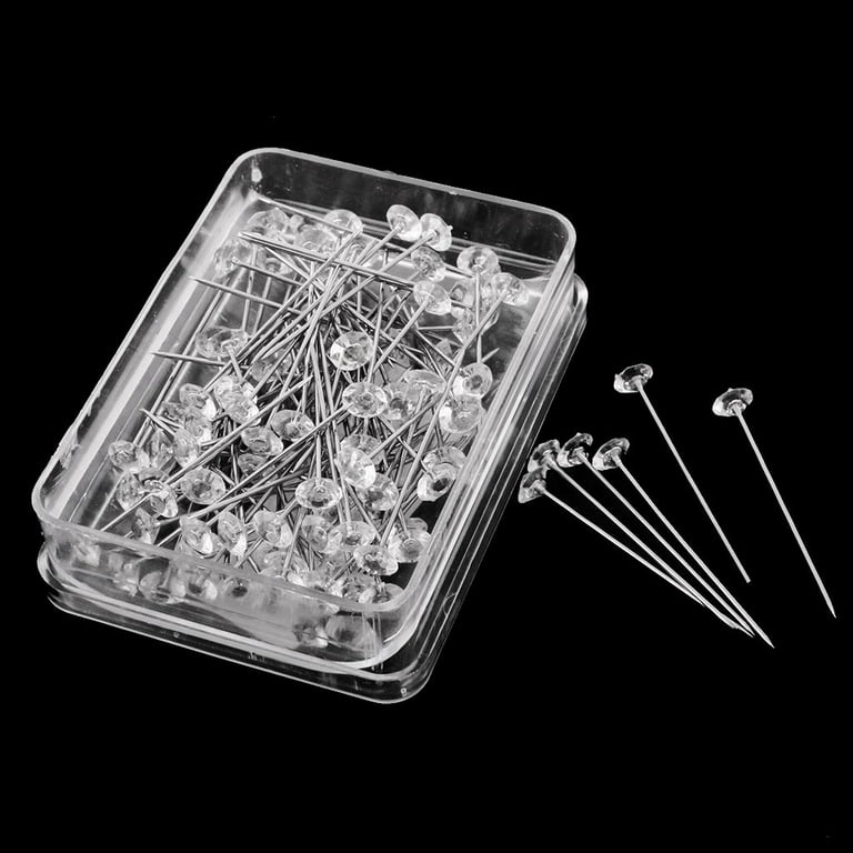 100pcs Stainless CLEAR DIAMOND Pins Sewing Pins WEDDING FLOWERS Decor