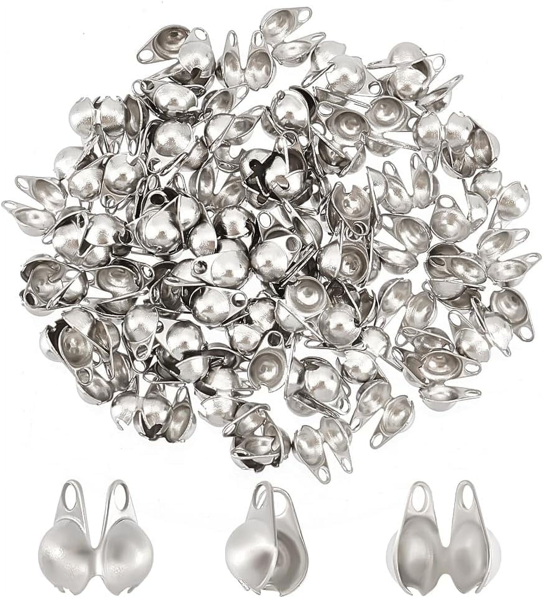 100pcs Stainless Steel Cord Ends Open Clamshell Crimp Bead Tips Knot ...