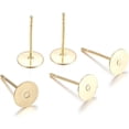thumbnail image 1 of 100pcs Stainless Steel Earrings Posts Flat Round Blank Pad Golden Earring Pin Studs Fit 6mm Rhinestone Earring Jewelry Making, 1 of 2