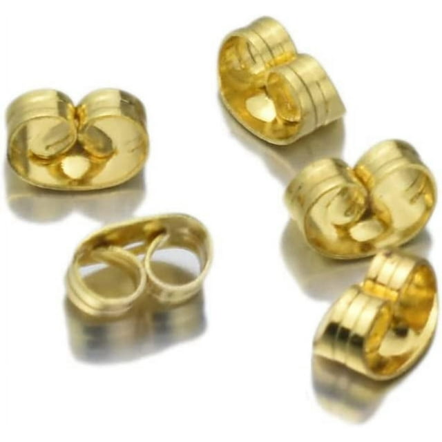 100pcs Stainless Steel Hard Earring Backs Butterfly Ear Back Stud Earrings Care Cap Women's Earring DIY Jewelry Ear Pin Back XS426 (Color : Gold)