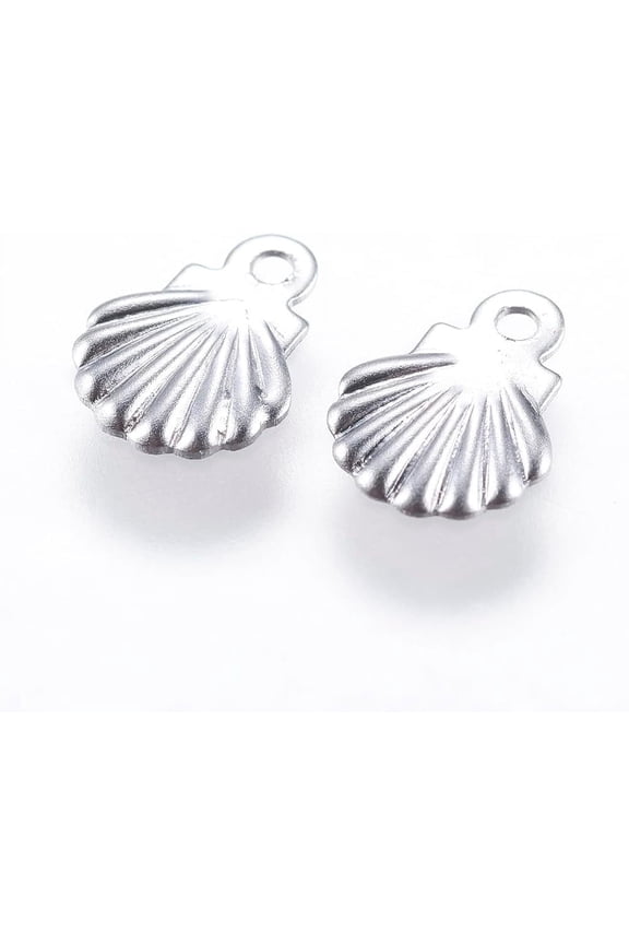 100pcs Stainless Steel Pendants Shell Shape Charms Seaside Ocean Beach Charms